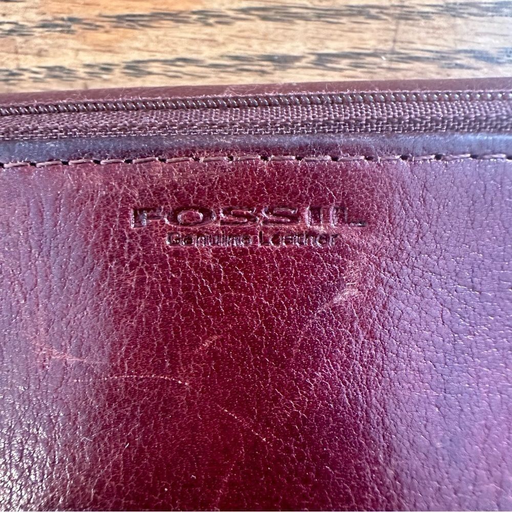 Fossil Tri-Fold Wallet + Check Book Set Brown Lea… - image 7